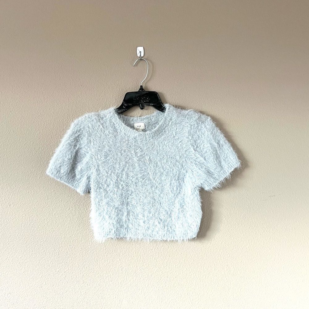 Fuzzy Light Gray Crop Top